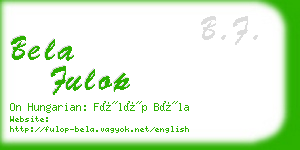 bela fulop business card